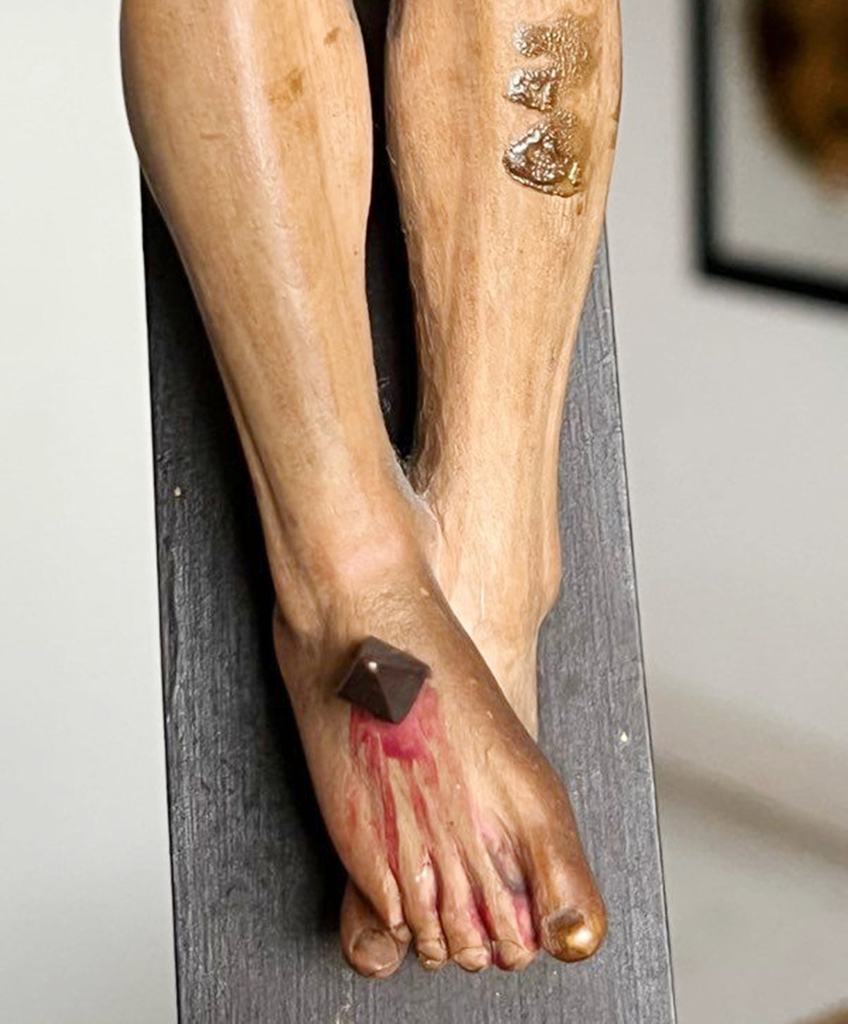 Antique French Church Crucifix, Hand-Carved & Polychromed Christ, 77 × 31 cm, c. 1860