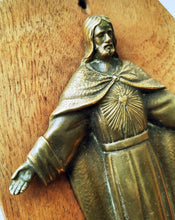Load image into Gallery viewer, Art Deco Bronze Of The Sacred Heart By Maria Caullet Nantard, 11.5x8 cm Circa 1925 Solid Bronze With Inset Wall Mount Ring