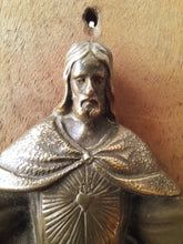 Load image into Gallery viewer, Art Deco Bronze Of The Sacred Heart By Maria Caullet Nantard, 11.5x8 cm Circa 1925 Solid Bronze With Inset Wall Mount Ring