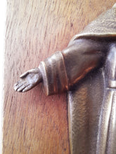 Load image into Gallery viewer, Art Deco Bronze Of The Sacred Heart By Maria Caullet Nantard, 11.5x8 cm Circa 1925 Solid Bronze With Inset Wall Mount Ring