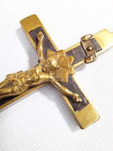 Load image into Gallery viewer, Antique Golgotha Cross Crucifix Handmade With Bronze Corpus Christi, Oak Inlay, Late 17th Early 18th Century, 11.5 cm by 6 cm
