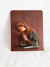 Load image into Gallery viewer, Virgin Mary Praying, Spanish Polychromed Plaster Relief on Board, 17th/18th Century, 50 x 40 x 14 Centimetres