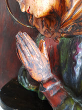 Load image into Gallery viewer, Virgin Mary Praying, Spanish Polychromed Plaster Relief on Board, 17th/18th Century, 50 x 40 x 14 Centimetres