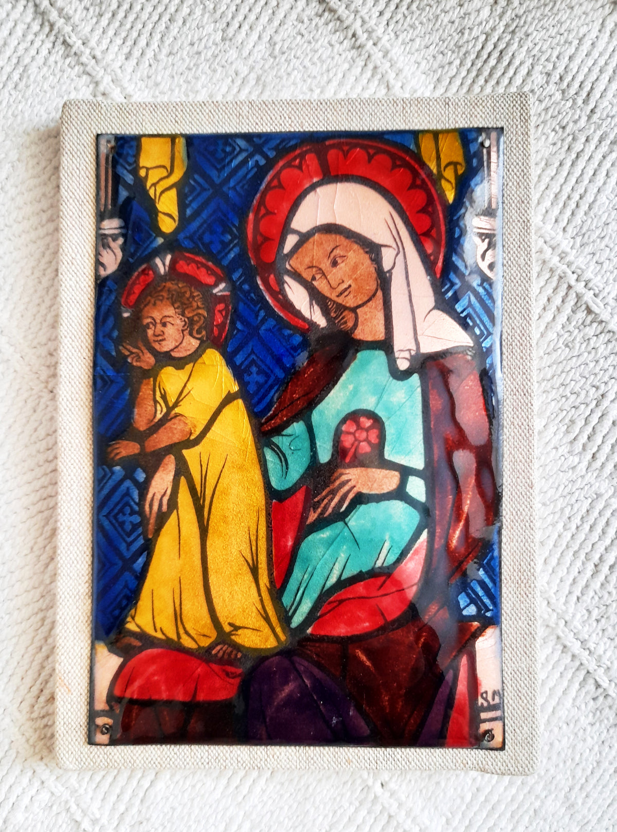Emaliowa Madonna z Dziecią autorstwa Marguerite Sornin, Ligugé, ok. 1930 r.