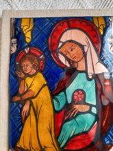 Load image into Gallery viewer, Enamel Of The Virgin Mary With Jesus by Marguerite Sornin, From Abbey at Ligugé, Detail From Stained Glass Windows At Königsfelden Monastery
