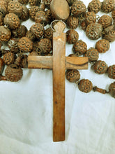 Load image into Gallery viewer, Giant Wooden Bead Rosary, Full Five Decade Wooden Rosary With 19th Century Olive Wood Mother of Pearl Inlaid Cross