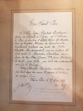 Load image into Gallery viewer, Apostolic Benediction Requested by Abbots Jean Baptiste and Henri Montagné of Pope Benedict XV With Vatican Seal and Signature 1917