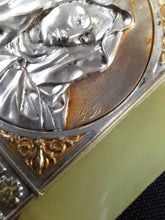 Load image into Gallery viewer, Martre Dolorosa, Mother Of Sorrows Antique French Silver and Gold Washed Portable Shrine By Charles Desvergnes Circa 1890