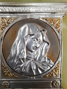 Martre Dolorosa, Mother Of Sorrows Antique French Silver and Gold Washed Portable Shrine By Charles Desvergnes Circa 1890