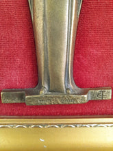 Load image into Gallery viewer, Art Deco Bronze Of The Virgin Mary By Maria Caullet Nantard, 13 by 4.5 cm Circa 1925 Solid Bronze, Framed
