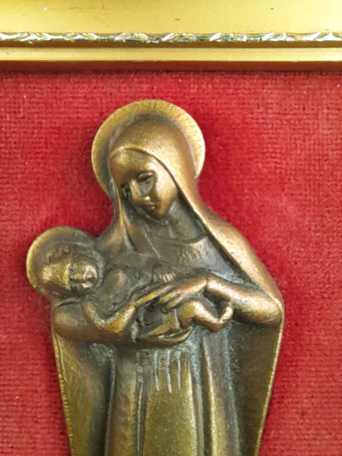 Virgen María en bronce Art Decó de Maria Caullet Nantard, Enmarcado, c. 1925