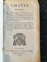 Load image into Gallery viewer, Antique Hymn Book, French 1819, Chants Diverse, Leather Bound, Hymns in Latin, Block Print Music, 406 Pages, Rare Book.