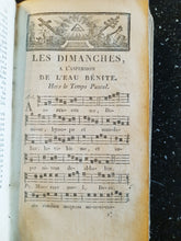 Load image into Gallery viewer, Antique Hymn Book, French 1819, Chants Diverse, Leather Bound, Hymns in Latin, Block Print Music, 406 Pages, Rare Book.