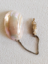Load image into Gallery viewer, Lourdes Drinking Cup, French Circa 1900, Mother of Pearl With Copper Chatelaine and Belt Clip