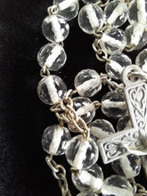 Load image into Gallery viewer, SOLD Art Deco Rosary, Solid Silver Cross, Links and Chain, Hand Made, Rock Crystal Beads, Circa 1925
