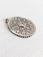 Load image into Gallery viewer, Antique Pendant Medal, Our Lady of Sion, Silver Plated Copper, 5 x 3.5 Centimetres, Circa 1920