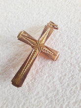 Load image into Gallery viewer, Antique Pendant Cross 22 carat Rolled Gold, French Fix, Circa 1930, 3 x 2.2 centimetres, 1.8 grams