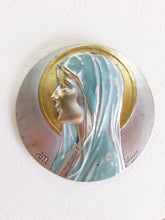 Load image into Gallery viewer, Virgin Mary Plaque In Silver and Bronze By Raymond Tschudin
