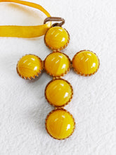 Load image into Gallery viewer, Pendant Cross in Murano Glass Set Into Bronze Clasp 4 x 5.5 Centimetres