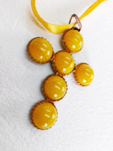 Load image into Gallery viewer, Pendant Cross in Murano Glass Set Into Bronze Clasp 4 x 5.5 Centimetres