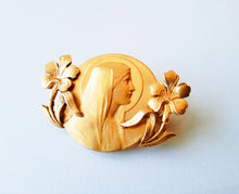 Load image into Gallery viewer, Antique Virgin Mary Brooch, By Arthus Bertrand of Paris Signed Tairac, 3x2 Centimetres, French FIX, Circa 1920, Excellent Condition
