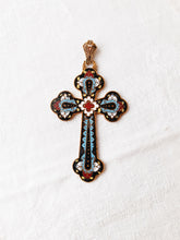 Load image into Gallery viewer, SOLD Antique Pendant Cross, French Enamelled Pendant Cross, French Cloisonne Cross, Circa 1870 7.5 x 4.5 Centimetres, Perfect Condition