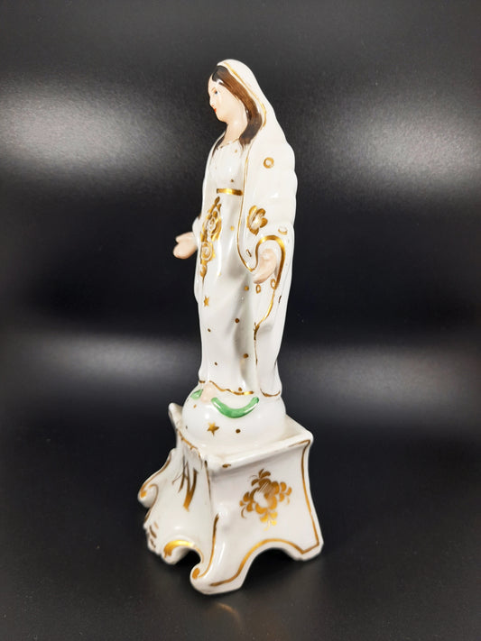 Jungfrau Maria Hochzeitsstatue, Französisches Porzellan De Paris, um 1870, Seltenes Exemplar, Exzellenter Zustand, 21,4 CM Hoch