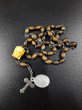 Load image into Gallery viewer, Antique Rosary For The Souls in Purgatory, Carved Janus Head, Nun's Rosary, Spina Beads, Silvered Steel Cross, Very Rare Circa 1885
