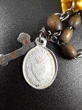 Load image into Gallery viewer, Antique Rosary For The Souls in Purgatory, Carved Janus Head, Nun's Rosary, Spina Beads, Silvered Steel Cross, Very Rare Circa 1885