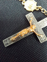 Load image into Gallery viewer, SOLD Solid Silver Rosary, 925 Silver with 22 Carat Gold Plating, Unique, 5 Decade, Leather Pouch, Beautiful Condition, Circa 1880