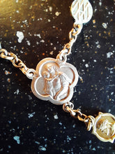 Load image into Gallery viewer, SOLD Solid Silver Rosary, 925 Silver with 22 Carat Gold Plating, Unique, 5 Decade, Leather Pouch, Beautiful Condition, Circa 1880