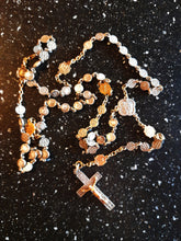 Load image into Gallery viewer, SOLD Solid Silver Rosary, 925 Silver with 22 Carat Gold Plating, Unique, 5 Decade, Leather Pouch, Beautiful Condition, Circa 1880