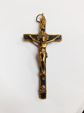 Load image into Gallery viewer, SOLD Antique Golgotha Cross Crucifix Handmade With Bronze Corpus Christi, Straight Grained Ebony Mid-Late 18th Century, 12 cm by 6 cm