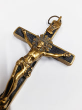 Load image into Gallery viewer, SOLD Antique Golgotha Cross Crucifix Handmade With Bronze Corpus Christi, Straight Grained Ebony Mid-Late 18th Century, 12 cm by 6 cm