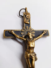 Load image into Gallery viewer, SOLD Antique Golgotha Cross Crucifix Handmade With Bronze Corpus Christi, Straight Grained Ebony Mid-Late 18th Century, 12 cm by 6 cm