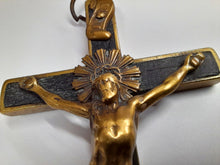 Load image into Gallery viewer, SOLD Antique Golgotha Cross Crucifix Handmade With Bronze Corpus Christi, Straight Grained Ebony Mid-Late 18th Century, 12 cm by 6 cm