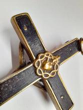 Load image into Gallery viewer, SOLD Antique Golgotha Cross Crucifix Handmade With Bronze Corpus Christi, Straight Grained Ebony Mid-Late 18th Century, 12 cm by 6 cm