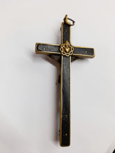 Load image into Gallery viewer, SOLD Antique Golgotha Cross Crucifix Handmade With Bronze Corpus Christi, Straight Grained Ebony Mid-Late 18th Century, 12 cm by 6 cm