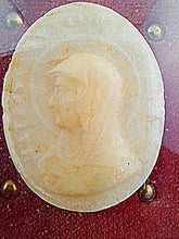 Load image into Gallery viewer, Agnus Dei Wax Disc of The Virgin Mary in Napoleon III Oval Frame With Gilded Studs, Very Rare Circa 1860