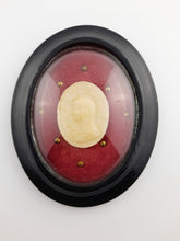 Load image into Gallery viewer, Agnus Dei Wax Disc of The Virgin Mary in Napoleon III Oval Frame With Gilded Studs, Very Rare Circa 1860
