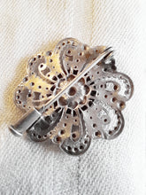 Load image into Gallery viewer, Lourdes Silver Brooch With Scene of The Grotto At Lourdes, Lovely Condition, Circa 1880, 3.5 Centimetre Diameter
