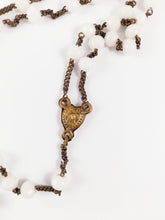 Load image into Gallery viewer, SOLD Opaline Pearl Rosary, Bronze and Oak Cross, Puffed Bronze Link Medal, France circa 1820