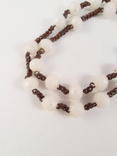 Load image into Gallery viewer, SOLD Opaline Pearl Rosary, Bronze and Oak Cross, Puffed Bronze Link Medal, France circa 1820