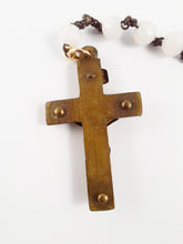 Load image into Gallery viewer, SOLD Opaline Pearl Rosary, Bronze and Oak Cross, Puffed Bronze Link Medal, France circa 1820