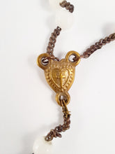 Load image into Gallery viewer, SOLD Opaline Pearl Rosary, Bronze and Oak Cross, Puffed Bronze Link Medal, France circa 1820