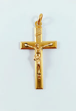 Load image into Gallery viewer, Antique Cross Pendant – 22ct Rolled Gold French FIX, c.1930, 4.2x2.5cm, 3.8g, Perfect Condition – Art Deco Religious Jewelry