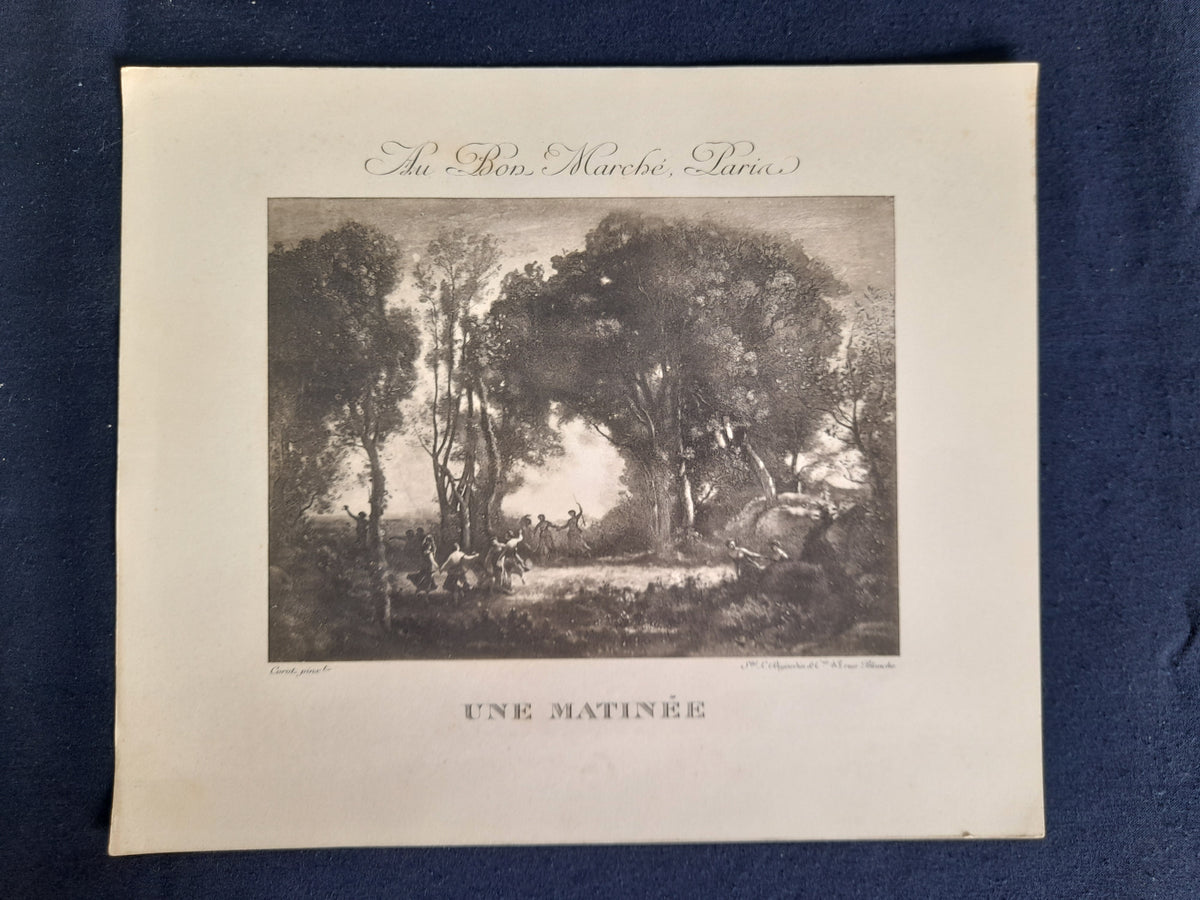 4 stampe d'arte Le Bon Marché su Lancret, Corot, Millet e Watteau, 33 × 28 cm