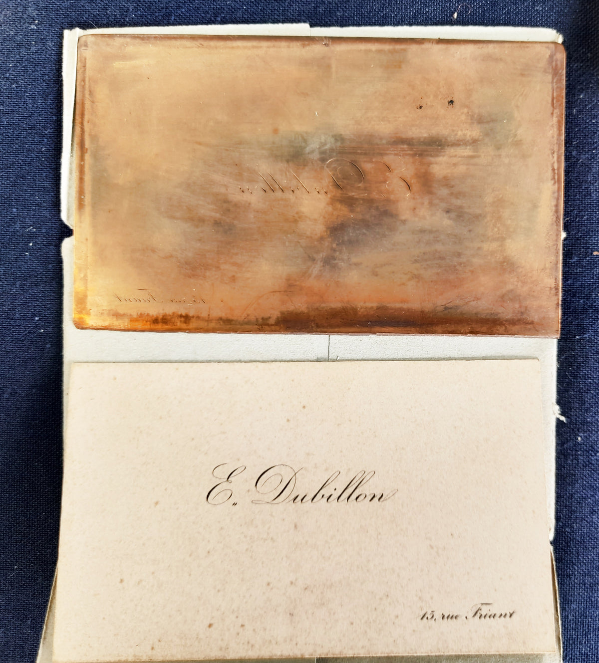 Placas de impresión de tarjetas de visita de cobre y fotografías de la Primera Guerra Mundial de la familia Dubillon, c. 1900–1916