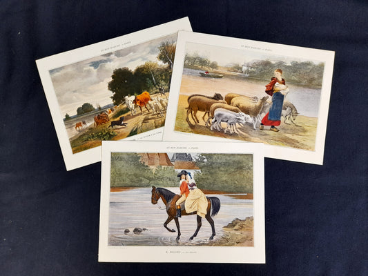 Au Bon Marche Publicity Cards - Complete Set of 6 Chromolithographs - 19th Century Artists - Circa 1909
