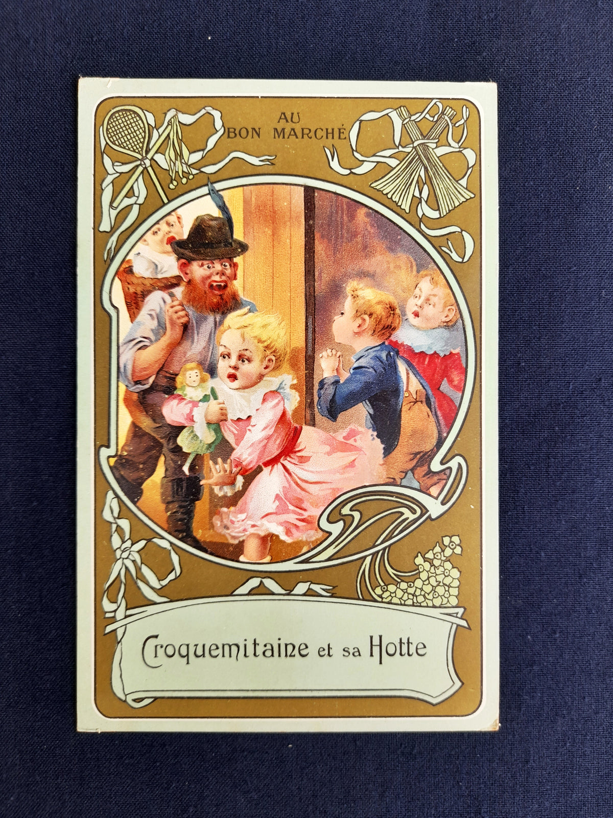 6 cartoline pubblicitarie francesi Au Bon Marché, collezione Dubillon, c. 1900